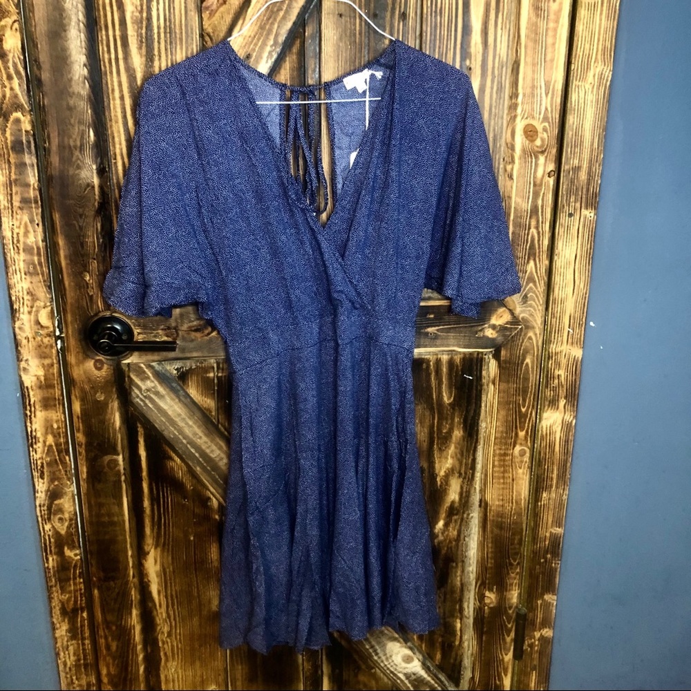 Blue boho polka dotted dress